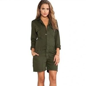 Joe's Jeans Dark Olive Green Romper Sz S Coverall Shorts Military Inspired Army